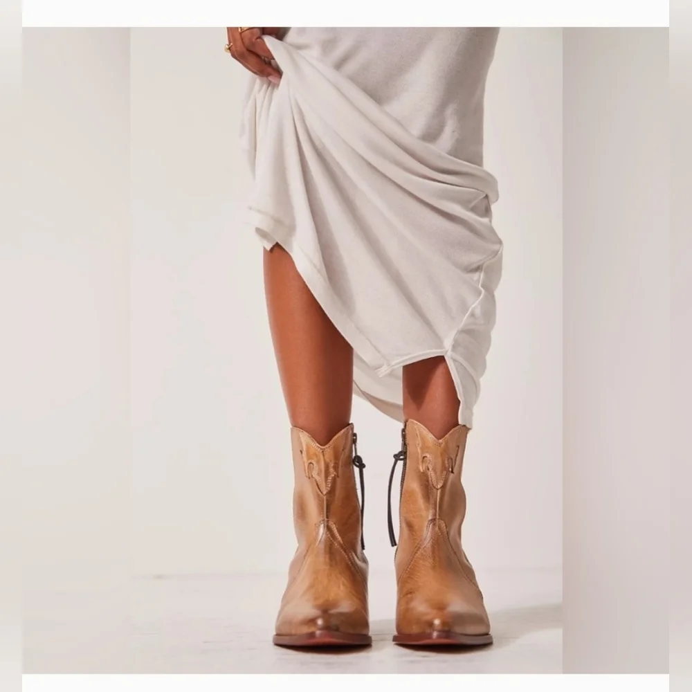 Free People Brown Leather Ankle Boots - Picture 3 of 11